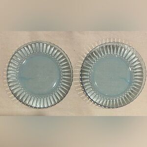 Vintage 2 Forte Crisa Mexico glass plates -Blue Azure dessert/salad baby shower